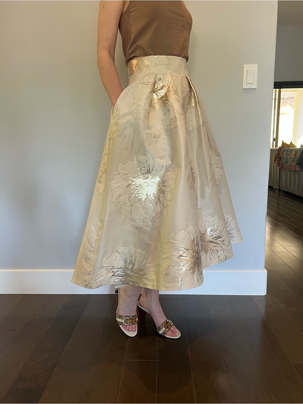 Elegant, Timeless, Champagne, Midi Skirt
